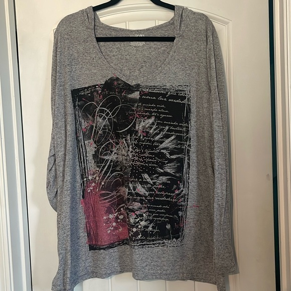 Lane Bryant Tops - Grey hooded T-shirt size 26/28